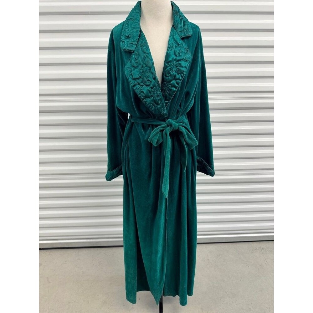 Diamond Tea Teal Embroidered Velvet Robe